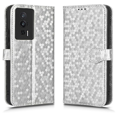 Coque Portefeuille Livre Cuir Etui Clapet C01X pour Xiaomi Poco F5 Pro 5G Argent