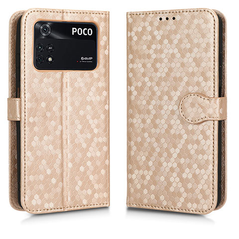 Coque Portefeuille Livre Cuir Etui Clapet C01X pour Xiaomi Poco M4 Pro 4G Or