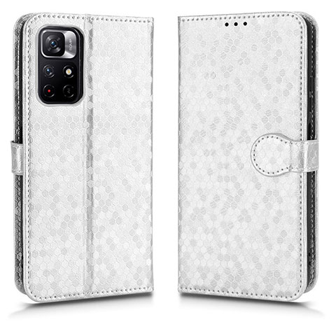 Coque Portefeuille Livre Cuir Etui Clapet C01X pour Xiaomi Poco M4 Pro 5G Argent