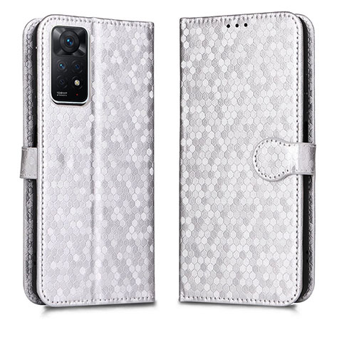 Coque Portefeuille Livre Cuir Etui Clapet C01X pour Xiaomi Redmi Note 11 Pro 4G Argent