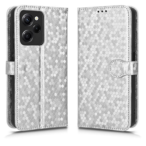 Coque Portefeuille Livre Cuir Etui Clapet C01X pour Xiaomi Redmi Note 12 Pro Speed 5G Argent