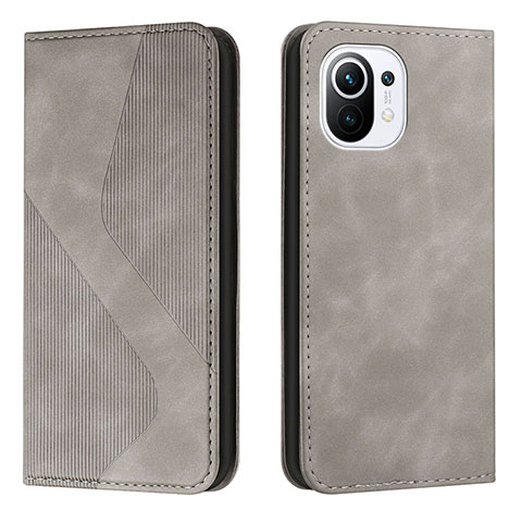 Coque Portefeuille Livre Cuir Etui Clapet C02 pour Xiaomi Mi 11 5G Gris