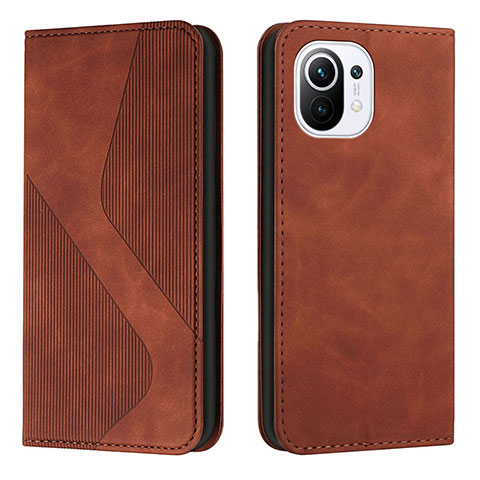 Coque Portefeuille Livre Cuir Etui Clapet C02 pour Xiaomi Mi 11 Lite 4G Marron