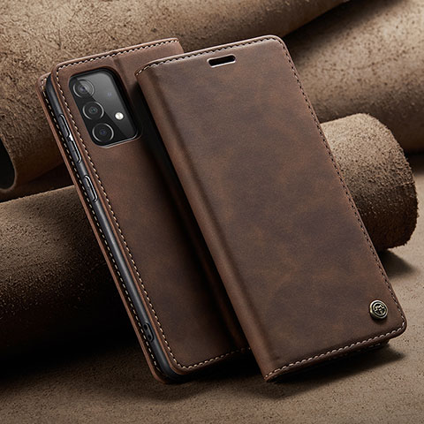 Coque Portefeuille Livre Cuir Etui Clapet C02S pour Samsung Galaxy A52s 5G Marron