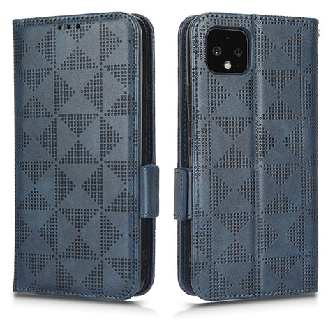 Coque Portefeuille Livre Cuir Etui Clapet C02X pour Google Pixel 4 Bleu