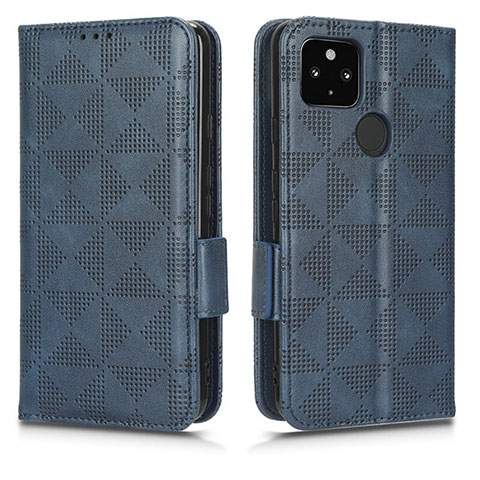 Coque Portefeuille Livre Cuir Etui Clapet C02X pour Google Pixel 5 XL 5G Bleu