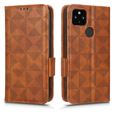 Coque Portefeuille Livre Cuir Etui Clapet C02X pour Google Pixel 5 XL 5G Marron