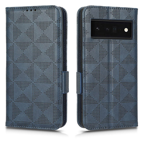 Coque Portefeuille Livre Cuir Etui Clapet C02X pour Google Pixel 6 Pro 5G Bleu