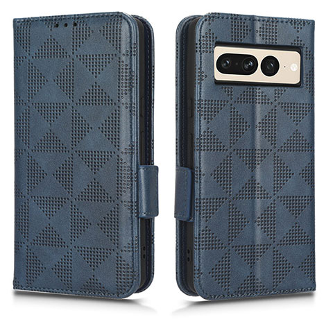 Coque Portefeuille Livre Cuir Etui Clapet C02X pour Google Pixel 7 Pro 5G Bleu