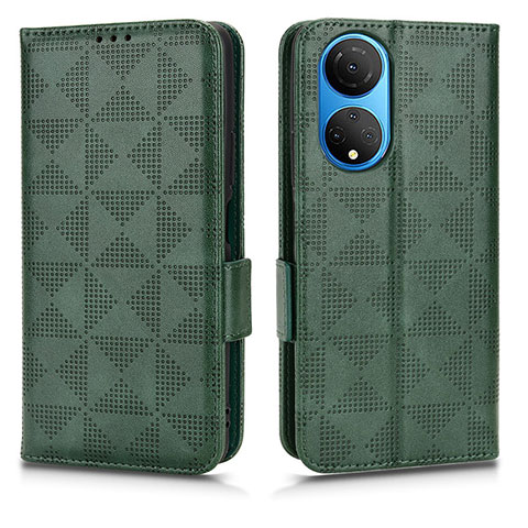 Coque Portefeuille Livre Cuir Etui Clapet C02X pour Huawei Honor X7 Vert