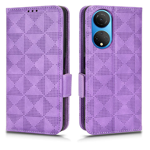 Coque Portefeuille Livre Cuir Etui Clapet C02X pour Huawei Honor X7 Violet