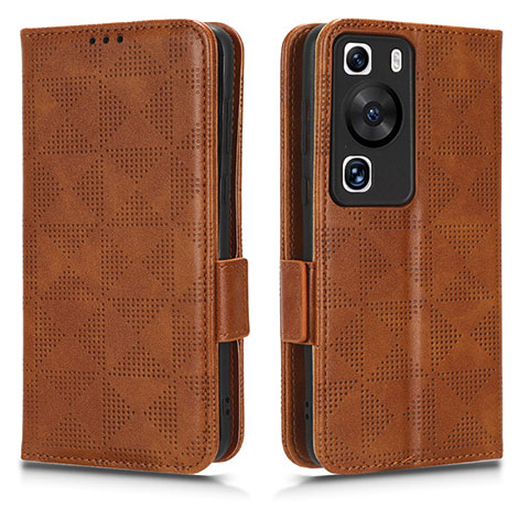 Coque Portefeuille Livre Cuir Etui Clapet C02X pour Huawei P60 Marron