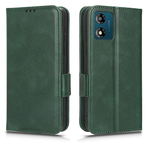 Coque Portefeuille Livre Cuir Etui Clapet C02X pour Motorola Moto E13 Vert