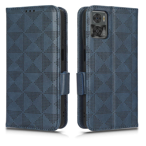 Coque Portefeuille Livre Cuir Etui Clapet C02X pour Motorola Moto E22 Bleu