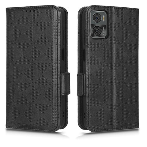 Coque Portefeuille Livre Cuir Etui Clapet C02X pour Motorola Moto E22 Noir