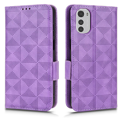 Coque Portefeuille Livre Cuir Etui Clapet C02X pour Motorola Moto E32 Violet