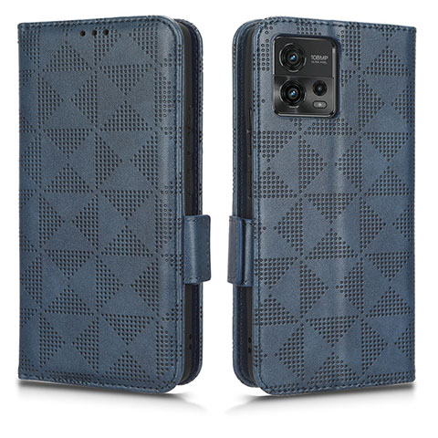 Coque Portefeuille Livre Cuir Etui Clapet C02X pour Motorola Moto G72 Bleu