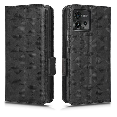 Coque Portefeuille Livre Cuir Etui Clapet C02X pour Motorola Moto G72 Noir