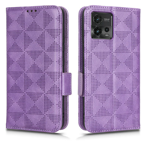 Coque Portefeuille Livre Cuir Etui Clapet C02X pour Motorola Moto G72 Violet