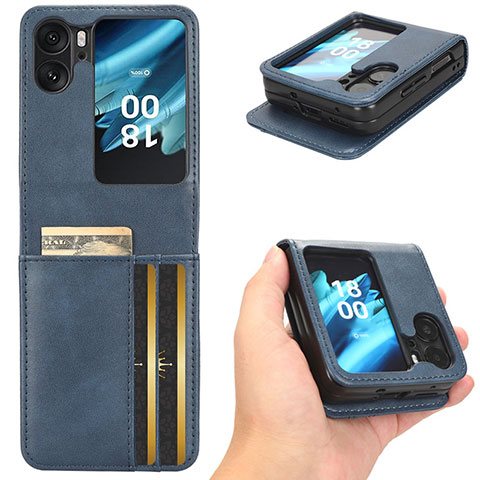 Coque Portefeuille Livre Cuir Etui Clapet C02X pour Oppo Find N2 Flip 5G Bleu