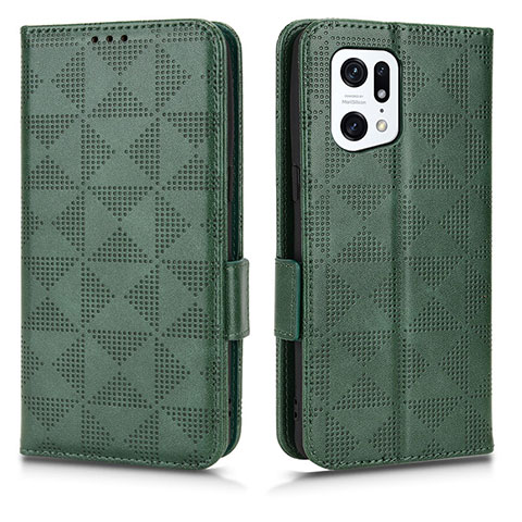 Coque Portefeuille Livre Cuir Etui Clapet C02X pour Oppo Find X5 Pro 5G Vert