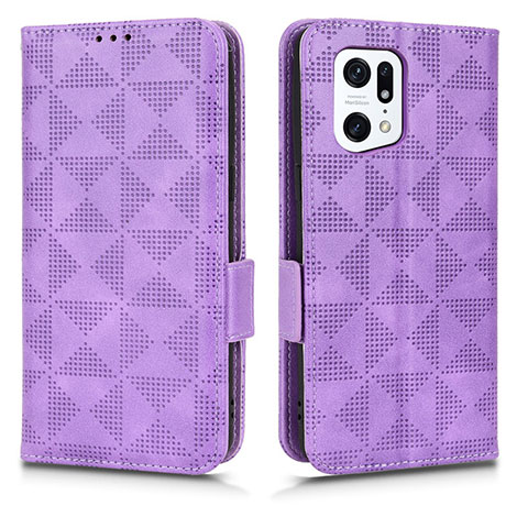 Coque Portefeuille Livre Cuir Etui Clapet C02X pour Oppo Find X5 Pro 5G Violet