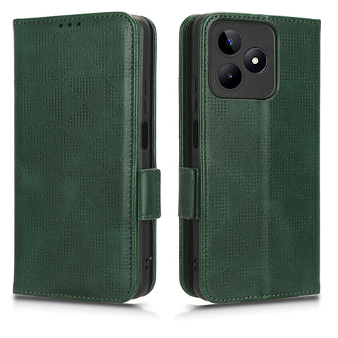 Coque Portefeuille Livre Cuir Etui Clapet C02X pour Realme C53 Vert