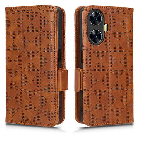 Coque Portefeuille Livre Cuir Etui Clapet C02X pour Realme C55 Marron