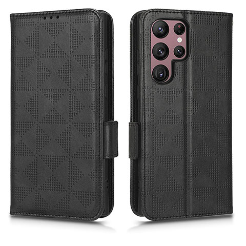 Coque Portefeuille Livre Cuir Etui Clapet C02X pour Samsung Galaxy S22 Ultra 5G Noir