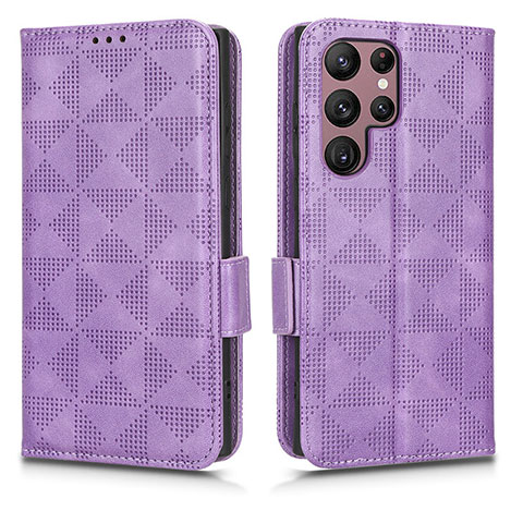 Coque Portefeuille Livre Cuir Etui Clapet C02X pour Samsung Galaxy S22 Ultra 5G Violet