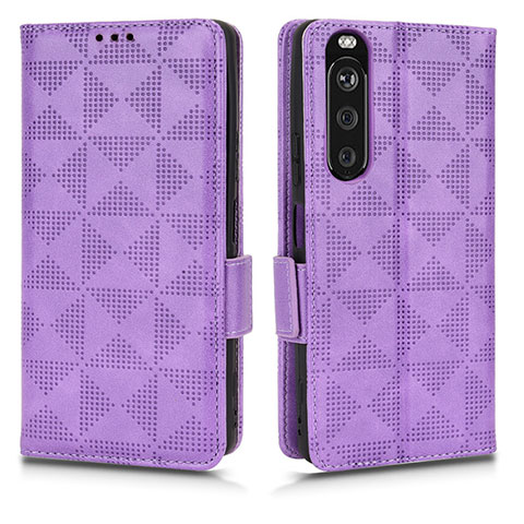 Coque Portefeuille Livre Cuir Etui Clapet C02X pour Sony Xperia 1 III Violet