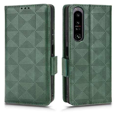 Coque Portefeuille Livre Cuir Etui Clapet C02X pour Sony Xperia 1 IV SO-51C Vert