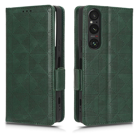 Coque Portefeuille Livre Cuir Etui Clapet C02X pour Sony Xperia 1 V Vert