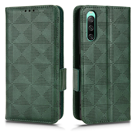 Coque Portefeuille Livre Cuir Etui Clapet C02X pour Sony Xperia 10 IV SO-52C Vert