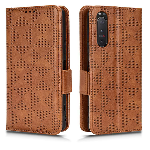 Coque Portefeuille Livre Cuir Etui Clapet C02X pour Sony Xperia 5 II Marron