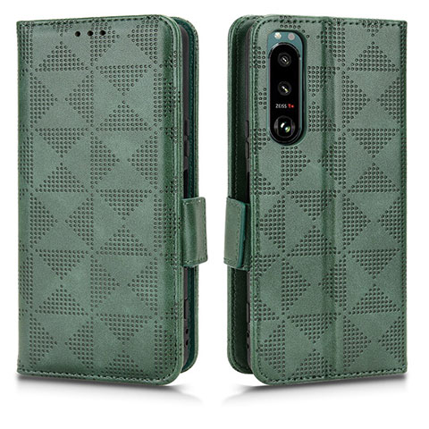 Coque Portefeuille Livre Cuir Etui Clapet C02X pour Sony Xperia 5 III SO-53B Vert