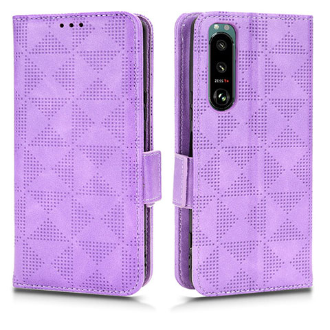 Coque Portefeuille Livre Cuir Etui Clapet C02X pour Sony Xperia 5 III SO-53B Violet