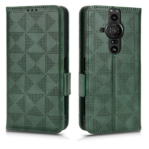 Coque Portefeuille Livre Cuir Etui Clapet C02X pour Sony Xperia PRO-I Vert