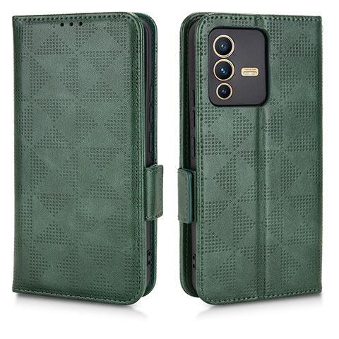 Coque Portefeuille Livre Cuir Etui Clapet C02X pour Vivo V23 Pro 5G Vert