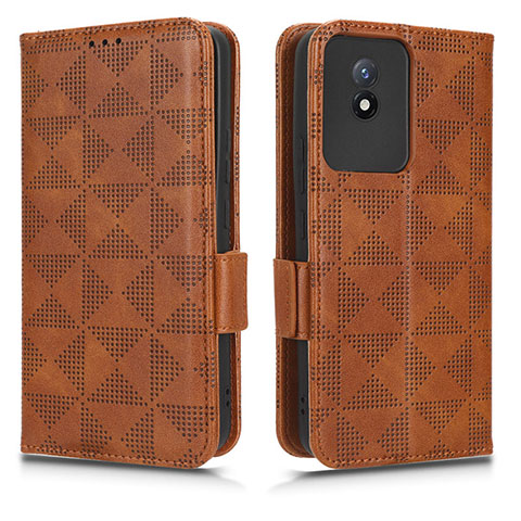 Coque Portefeuille Livre Cuir Etui Clapet C02X pour Vivo Y02 Marron