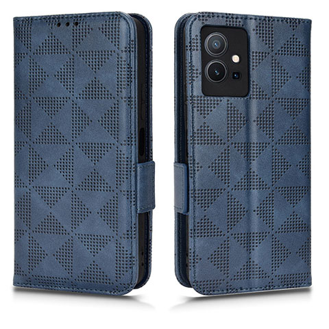 Coque Portefeuille Livre Cuir Etui Clapet C02X pour Vivo Y55s 5G Bleu