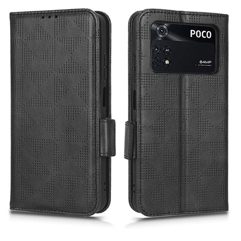 Coque Portefeuille Livre Cuir Etui Clapet C02X pour Xiaomi Poco M4 Pro 4G Noir