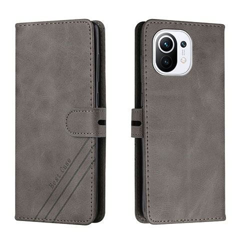 Coque Portefeuille Livre Cuir Etui Clapet C03 pour Xiaomi Mi 11 5G Gris