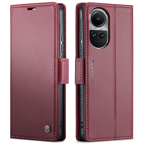 Coque Portefeuille Livre Cuir Etui Clapet C03S pour Oppo Reno10 5G Vin Rouge