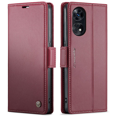 Coque Portefeuille Livre Cuir Etui Clapet C03S pour Oppo Reno8 T 4G Rouge