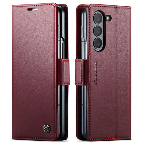 Coque Portefeuille Livre Cuir Etui Clapet C03S pour Samsung Galaxy Z Fold5 5G Vin Rouge