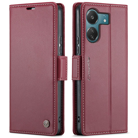 Coque Portefeuille Livre Cuir Etui Clapet C03S pour Xiaomi Poco C65 Rouge