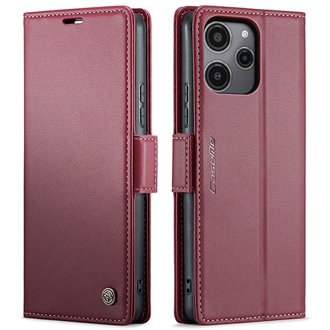 Coque Portefeuille Livre Cuir Etui Clapet C03S pour Xiaomi Poco M6 Pro 5G Rouge