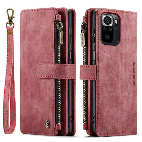 Coque Portefeuille Livre Cuir Etui Clapet C03S pour Xiaomi Redmi Note 10 4G Rouge