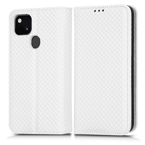 Coque Portefeuille Livre Cuir Etui Clapet C03X pour Google Pixel 4a Blanc